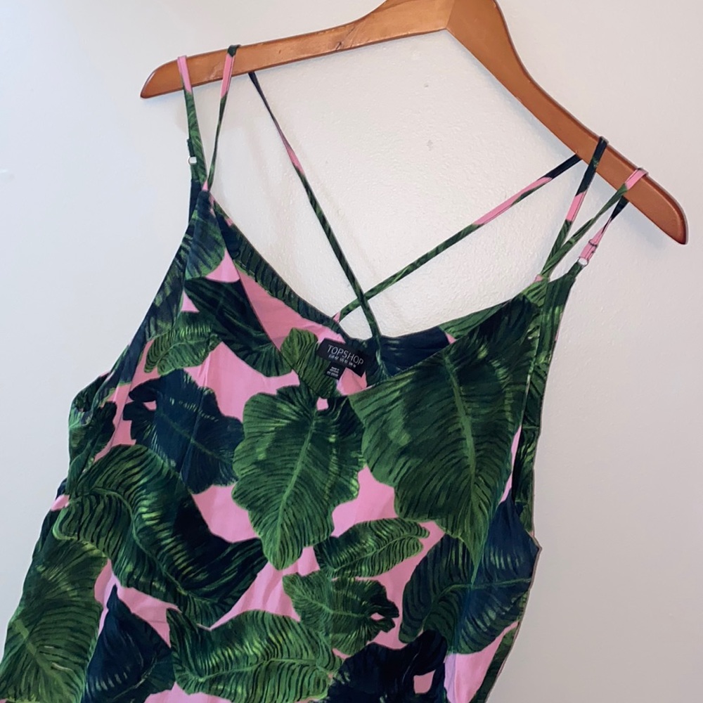 Palm leaf dress / criss cross back